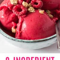 bowl of banana berry ice cream with recipe name at the bottom