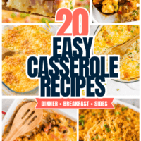 A collage of 6 different casserole