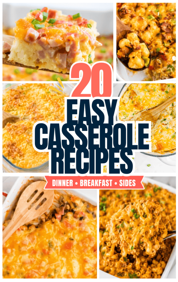 a collage of 6 casserole recipes 