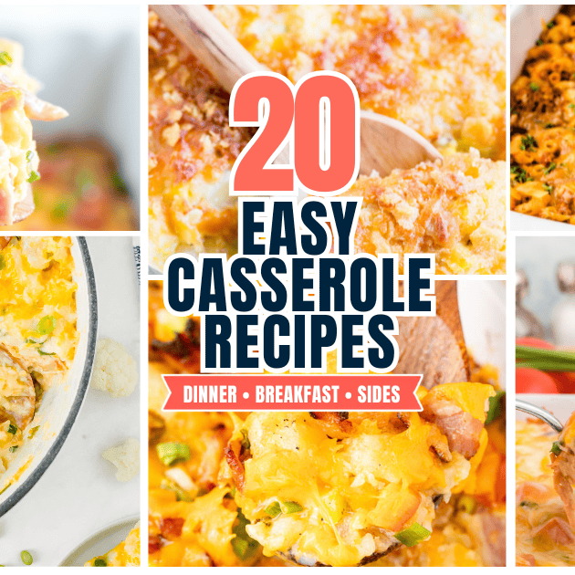 a collage of 6 casserole recipes