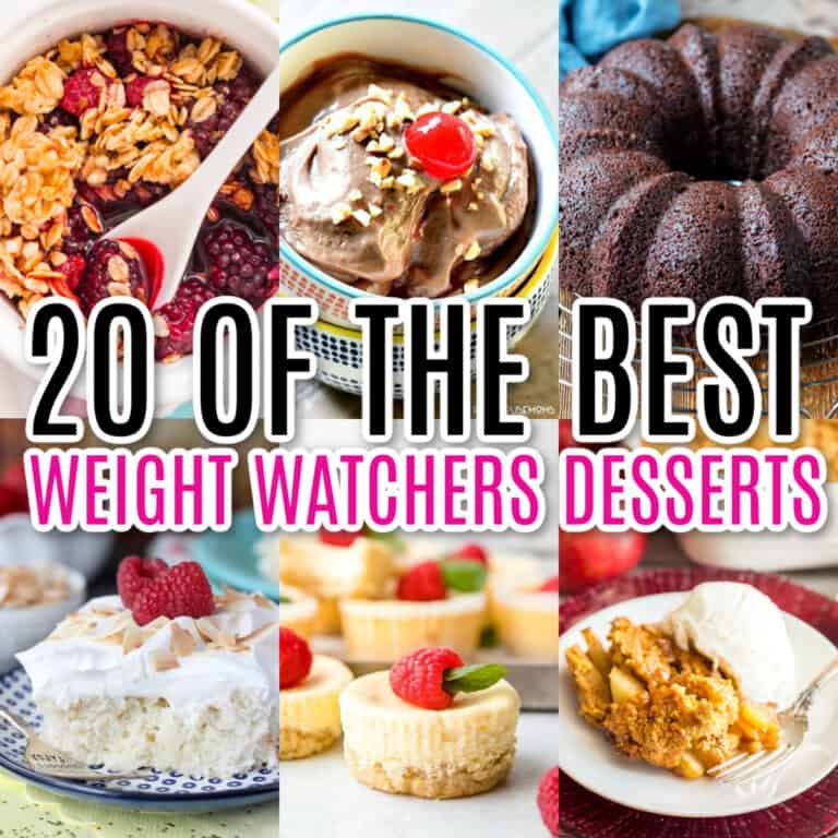 square collage of 6 weight watchers dessert recipes with post name as text overlay