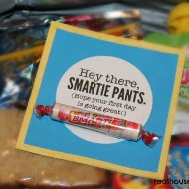 hey there smartie pants gift tag with smartie candy