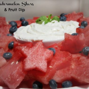 Watermelon cut as Stars with Fruit Dip