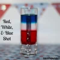 red white and blue shot in a shotglass