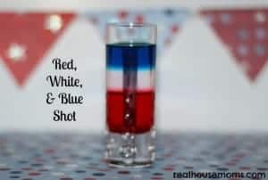 red white and blue shot in a shotglass