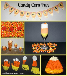 multiple images of candy corn projects