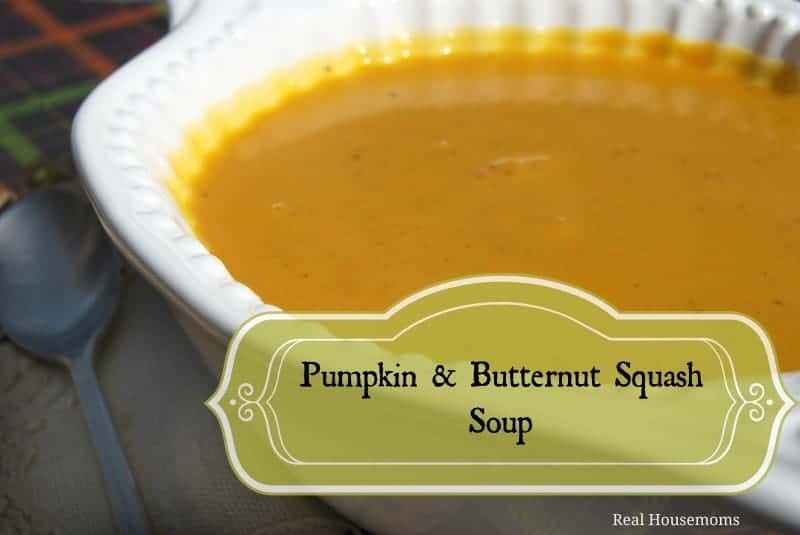 pumpkin and butternut squash soup in a bowl