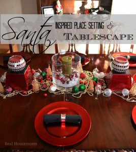santa inspired place setting and tablescape