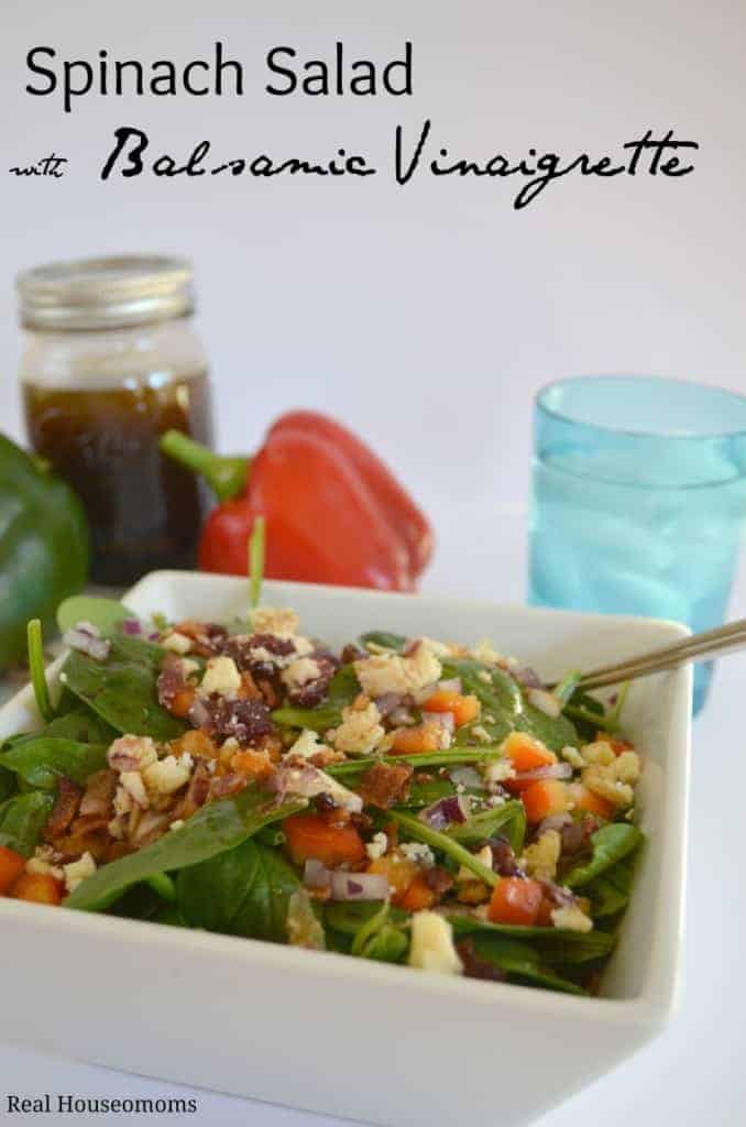 Spinach Salad with Balsamic Vinaigrette | Real Housemoms #salad # balsamic Dressing