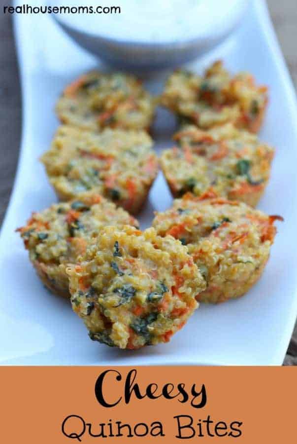 Cheesy quinoa bite on a white plate