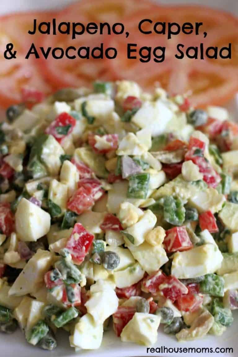 jalapeno, caper & avocado egg salad on a plate
