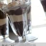 chocolate trifle in an ice cream sundae glass