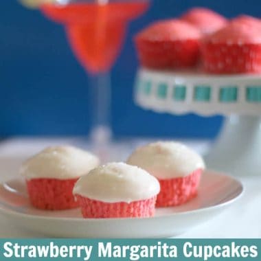 strawberry margarita cupcakes on a plate