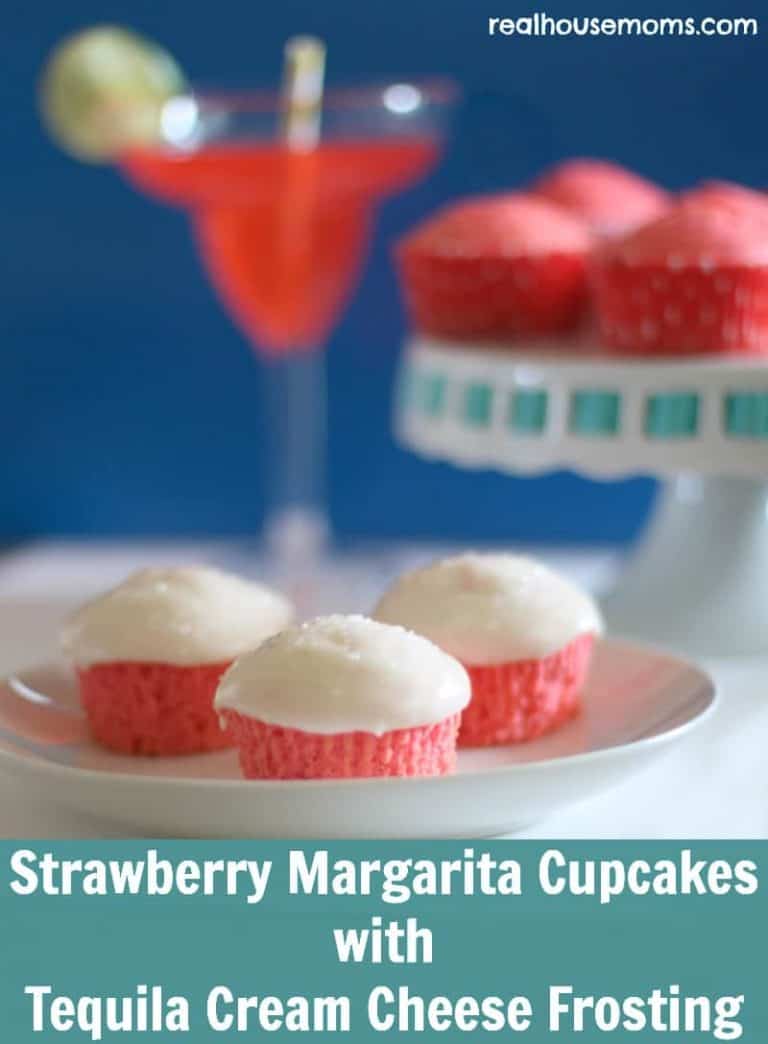 strawberry margarita cupcakes on a plate