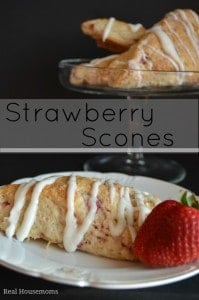 Strawberry Scones on a plate with strawberry