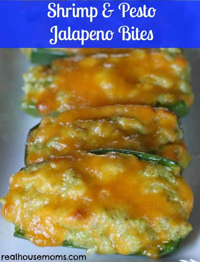 baked shrimp & pesto jalapeno bites topped with melted cheese