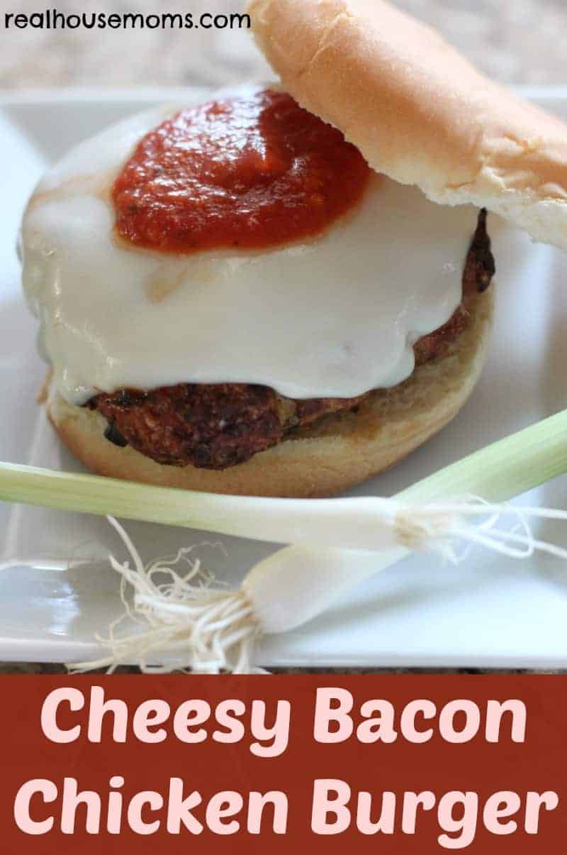 cheesy chicken bacon burger on a plate