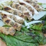 grilled romaine salad with pesto chicken