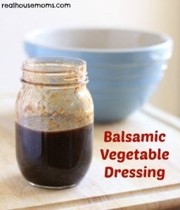 balsamic vegetable dressing in mason jar