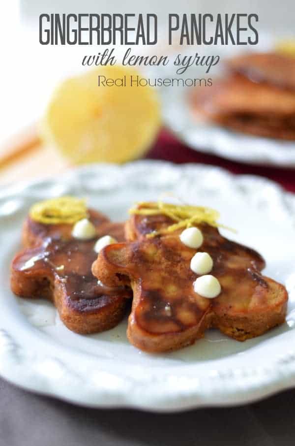 gingerbread man shaped pancakes with lemon syrup