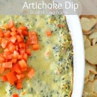 jalapeno spinach artichoke dip in a baking dish