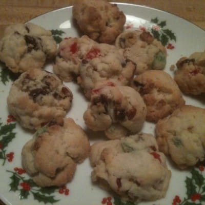 pecan fruit drops on a christmas plate