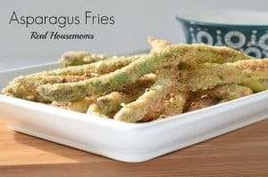 breaded asparagus fries on a plate
