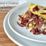 corned beef and dubliner omelette on a white plate