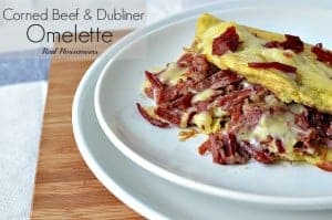 corned beef and dubliner omelette on a white plate