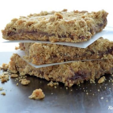 stack of peanut butter and jelly oatmeal bars