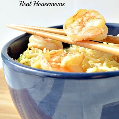 quick shrimp stir fry with chopsticks in a bowl