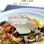 Chicken and Vegetable Quinoa Bowl topped with chicken