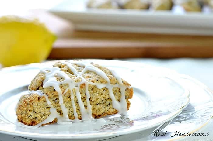 Lemon Poppy Seed Scones with drizzled glaze