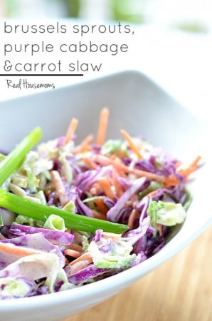 Brussels Sprouts, Purple Cabbage and Carrot Slaw