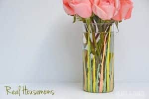 diy drip vase, Pink roses in a drip vase