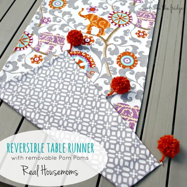 Reversible Table Runner {with removable Pom Poms!} | Real Housemoms