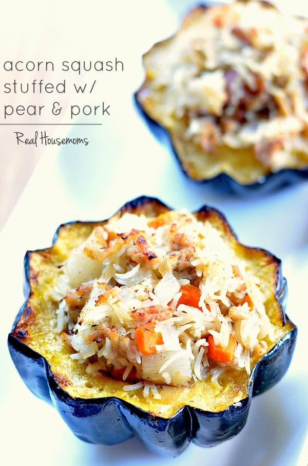 Acorn Squash Stuffed with Pear and Pork |Real Housemoms