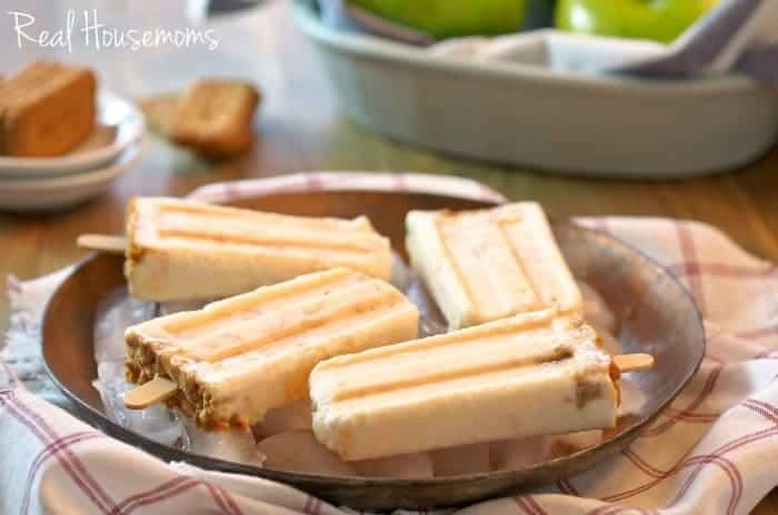 Apple Pie Popsicles, four sitting on a bed of ice