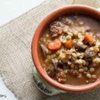 Barley Soup in a orange vintage soup bowl