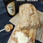 Peanut Butter Beer Bread served with a side of yuengling and a spoon of peanut butter