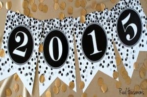New Year's Eve Countdown Printables. 2015 gold, black and white colors