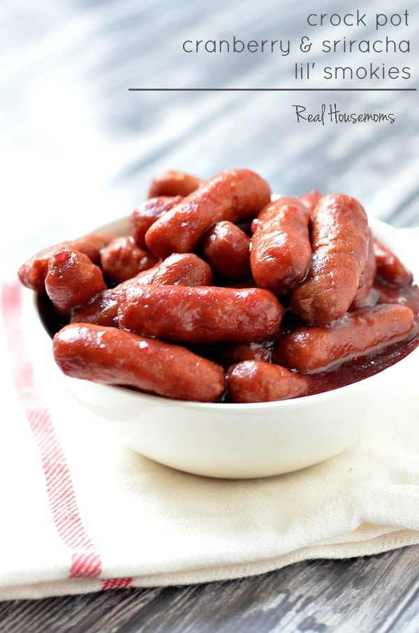 Crock Pot Cranberry and Sriracha Lil Smokies are the easiest appetizer to spice up your Christmas party!