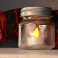 Salt Crystal Frosted Candle Jars minni mason jars with a fake tealight candle inside