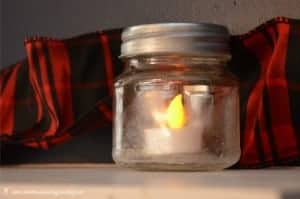 Salt Crystal Frosted Candle Jars minni mason jars with a fake tealight candle inside