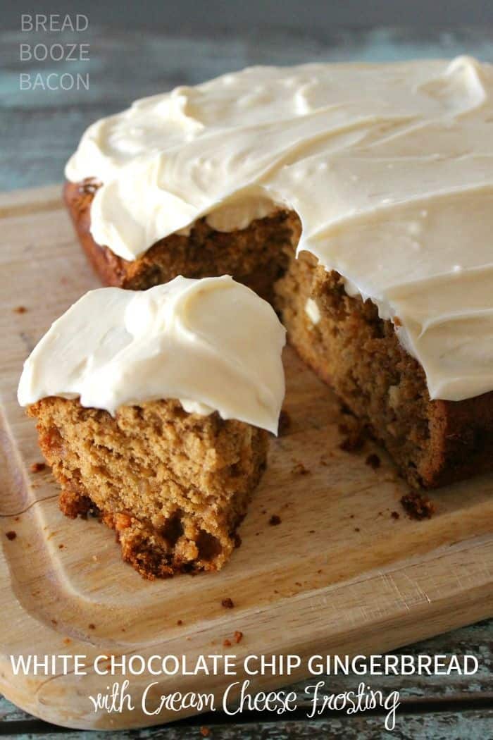 White Chocolate Chip Gingerbread with Cream Cheese Frosting