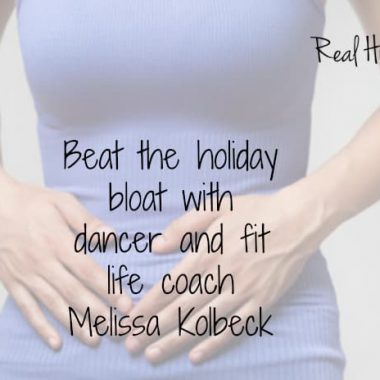 Beat the bloat holiday edition, women holding her stomach