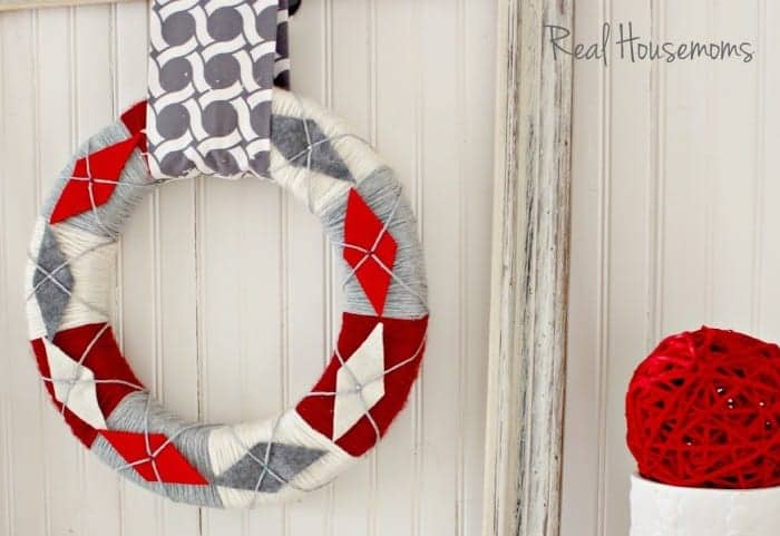 DIY Yarn Argyle Festive Christmas Wreath
