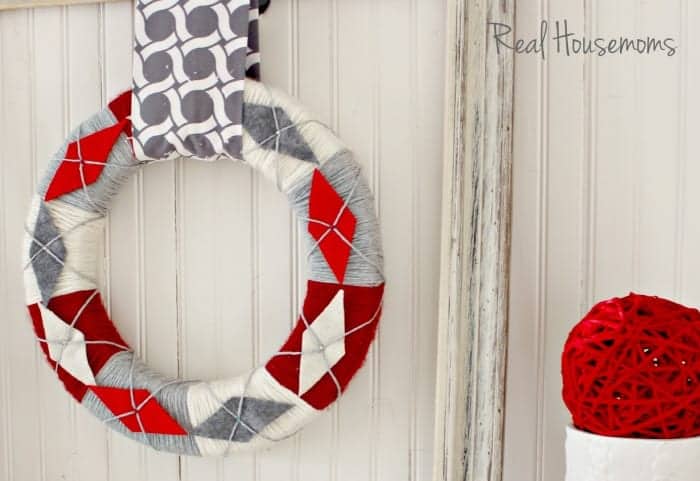 DIY Yarn Argyle Festive Christmas Wreath