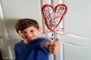 Candy Cane Chocolate Heart, Kid holding Candy cane Chocolate heart