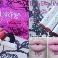 FACEBOOK Colourpop Barely Blitzed. three colors. photo collage of lipstick, lips